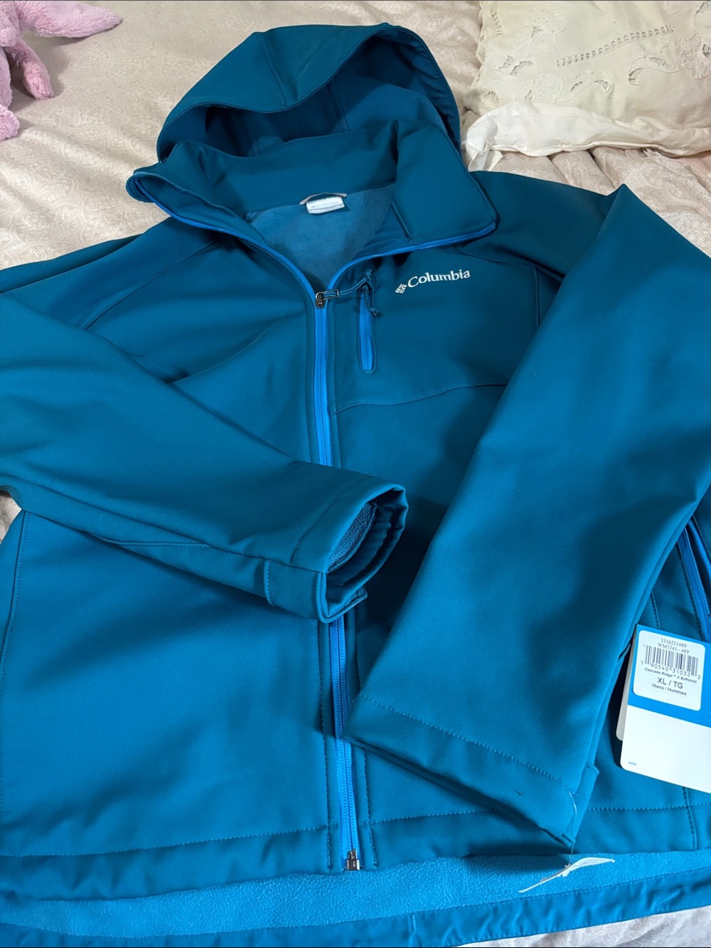 Men’s Columbia Teal Blue Hooded Softshell Jacket